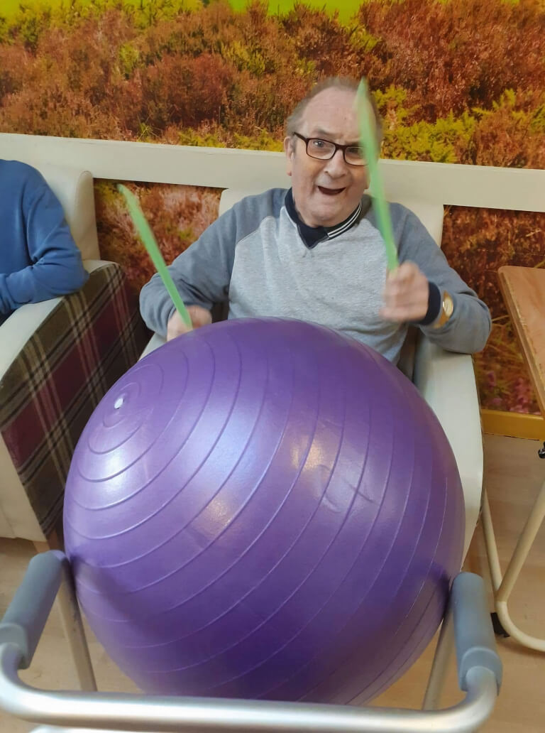 DOUBLE WIN WITH DRUMMING ON EXERCISE BALLS Camelot Care Dementia