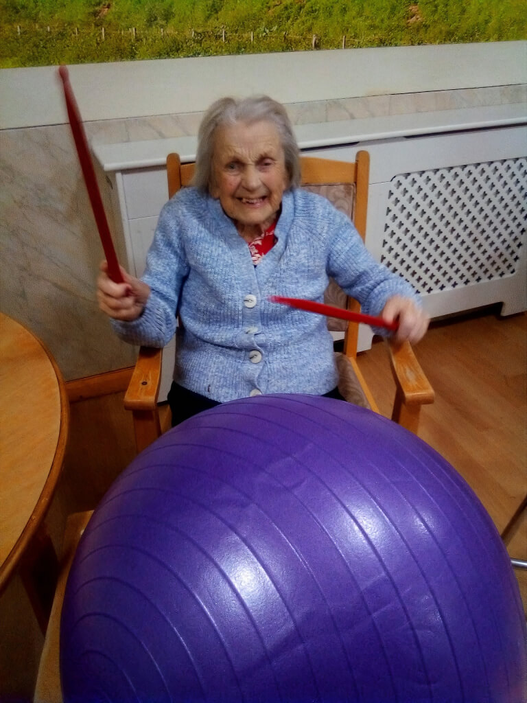 DOUBLE WIN WITH DRUMMING ON EXERCISE BALLS Camelot Care Dementia
